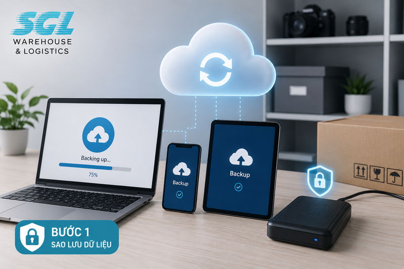 Quy trình chuẩn bị và đóng gói thiết bị điện tử trước khi lưu kho - Bước 1: Sao lưu (Backup) toàn bộ dữ liệu