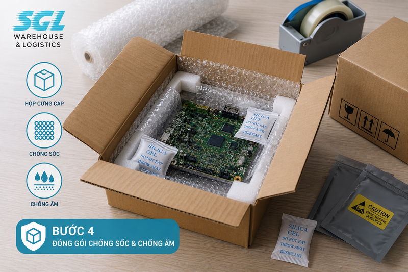 Bước 4: Cách đóng gói chống sốc và chống ẩm mốc cho bo mạch