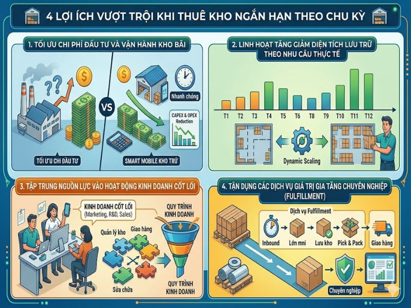 Lợi ích vượt trội khi thuê kho hàng hóa ngắn hạn theo chu kỳ
