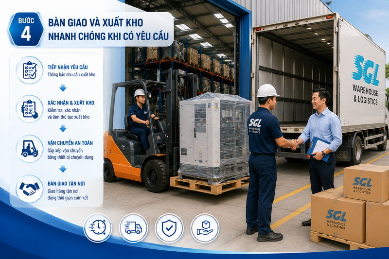 Bước 4: Bàn giao và xuất kho nhanh chóng khi có yêu cầu